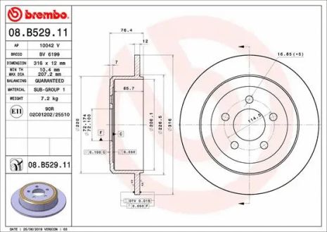 Диск тормозной BREMBO (08B52911)