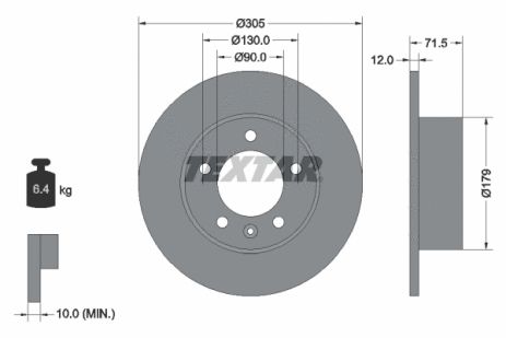Диск тормозной NISSAN INTERSTAR, OPEL MOVANO, TEXTAR (92228700)