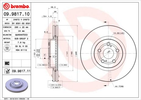 Диск тормозной TOYOTA AVENSIS, BREMBO (09981710)