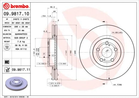 Диск тормозной TOYOTA AVENSIS, BREMBO (09981710) Диск тормозной TOYOTA AVENSIS, BREMBO (09981710)