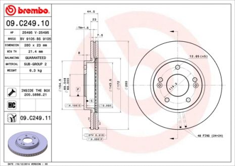 Диск тормозной NAZA FORTE, INOKOM ELANTRA, BREMBO (09C24911) Диск тормозной NAZA FORTE, INOKOM ELANTRA, BREMBO (09C24911)