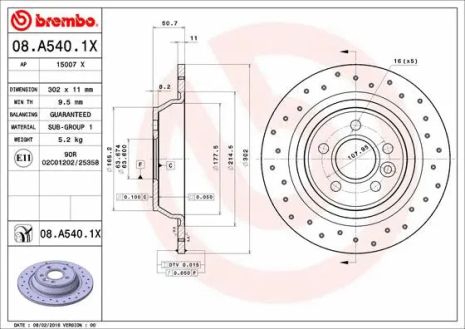 Диск тормозной LAND ROVER, FORD (CHANGAN), BREMBO (08A5401X)