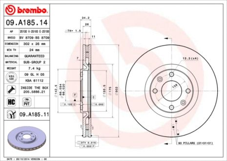 Диск тормозной VAUXHALL MOKKA, OPEL MOKKA, BREMBO (09A18511) Диск тормозной VAUXHALL MOKKA, OPEL MOKKA, BREMBO (09A18511)