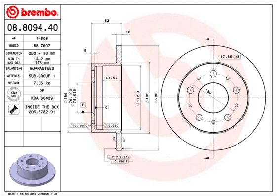 Диск тормозной VAUXHALL MOVANO, OPEL MOVANO, BREMBO (08809440) Диск тормозной VAUXHALL MOVANO, OPEL MOVANO, BREMBO (08809440)