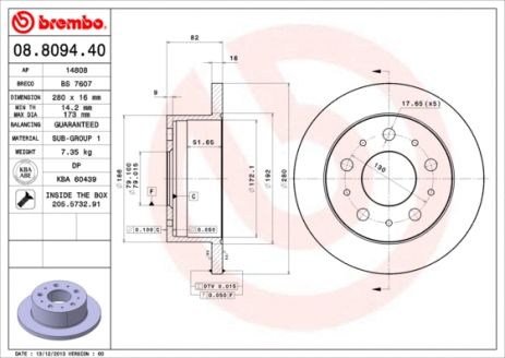 Диск тормозной VAUXHALL MOVANO, OPEL MOVANO, BREMBO (08809440) Диск тормозной VAUXHALL MOVANO, OPEL MOVANO, BREMBO (08809440)