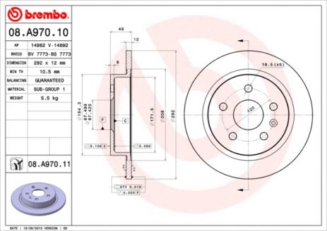 Диск тормозной CHEVROLET (SGM), BUICK (SGM), BREMBO (08A97011) Диск тормозной CHEVROLET (SGM), BUICK (SGM), BREMBO (08A97011)