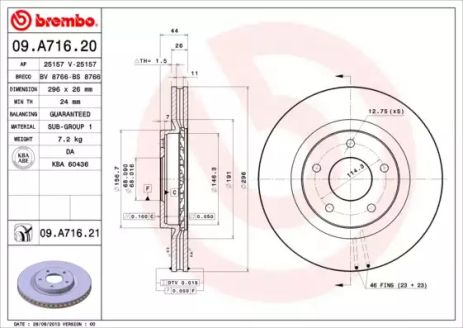 Диск тормозной BREMBO (09A71620)