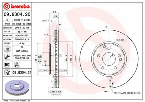 Диск тормозной MERCEDES-BENZ E-CLASS, BREMBO (09830421) Диск тормозной MERCEDES-BENZ E-CLASS, BREMBO (09830421)