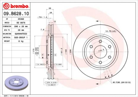 Диск тормозной NISSAN PATHFINDER, BREMBO (09B62810) Диск тормозной NISSAN PATHFINDER, BREMBO (09B62810)