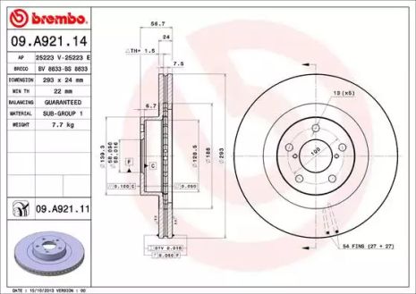 Диск тормозной BREMBO (09A92111)