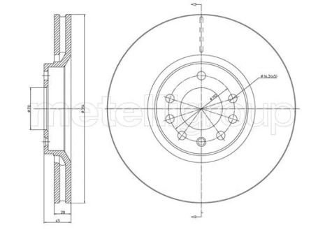 Диск тормозной передний Vectra/Signum/Vectra 02-15, CIFAM (8001353C)