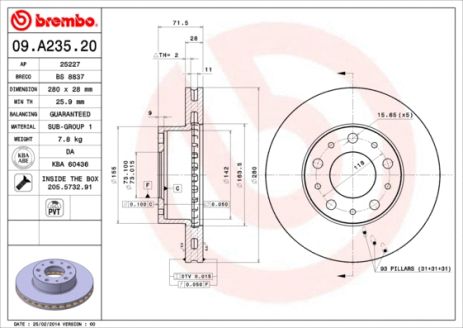 Диск гальмівний MAZDA 6, CITROËN JUMPER, BREMBO (09A23520) Диск гальмівний MAZDA 6, CITROËN JUMPER, BREMBO (09A23520)