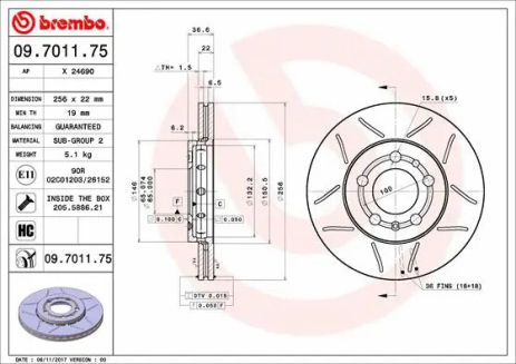 Диск гальмівний SKODA (SVW), VW (FAW), BREMBO (09701175) Диск гальмівний SKODA (SVW), VW (FAW), BREMBO (09701175)