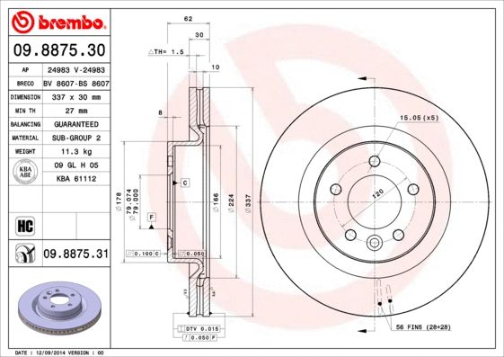 Диск гальмівний LAND ROVER, BREMBO (09887531) Диск гальмівний LAND ROVER, BREMBO (09887531)