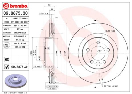 Диск тормозной LAND ROVER, BREMBO (09887531) Диск тормозной LAND ROVER, BREMBO (09887531)