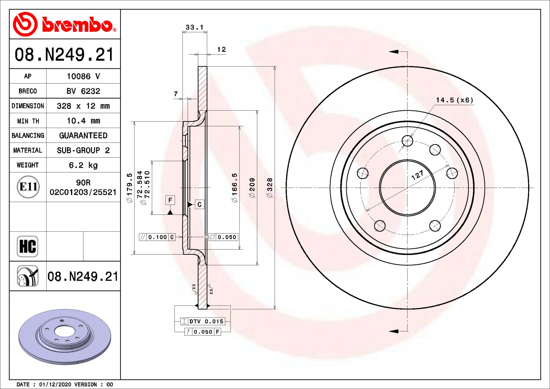 Диск гальмівний DODGE JOURNEY, CHRYSLER GRAND, BREMBO (08N24921) Диск гальмівний DODGE JOURNEY, CHRYSLER GRAND, BREMBO (08N24921)