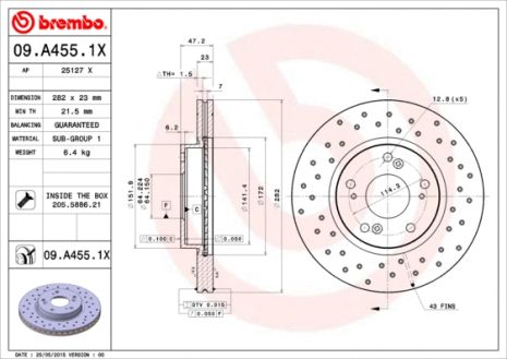 Диск тормозной HONDA (GAC), CIIMO CIIMO, BREMBO (09A4551X)