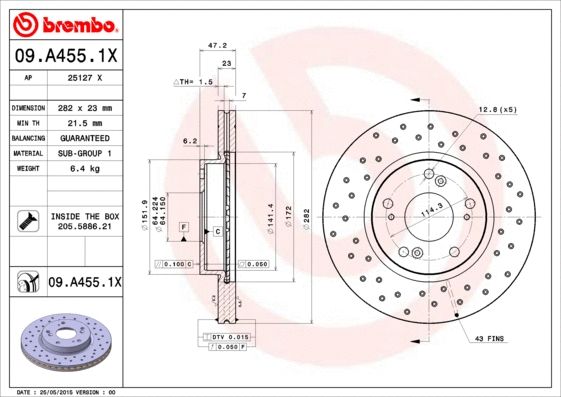 Диск тормозной HONDA (GAC), CIIMO CIIMO, BREMBO (09A4551X) Диск тормозной HONDA (GAC), CIIMO CIIMO, BREMBO (09A4551X)