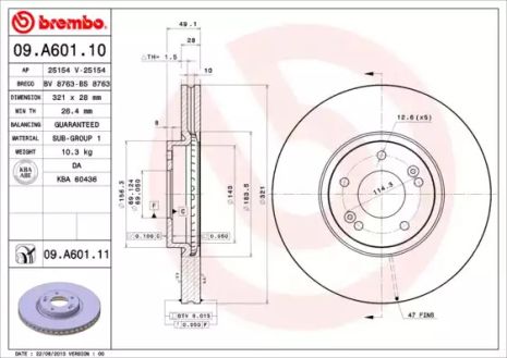 Диск тормозной BREMBO (09A60110)