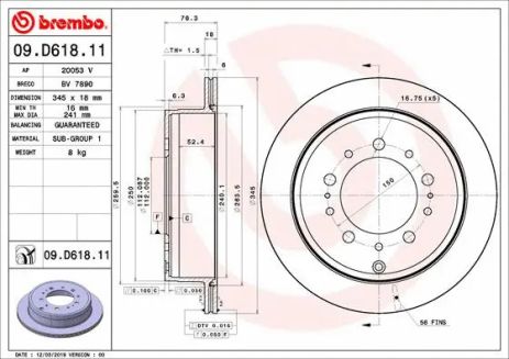 Диск тормозной TOYOTA (FAW), LEXUS LX, BREMBO (09D61811) Диск тормозной TOYOTA (FAW), LEXUS LX, BREMBO (09D61811)