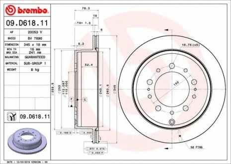Диск тормозной TOYOTA (FAW), LEXUS LX, BREMBO (09D61811)