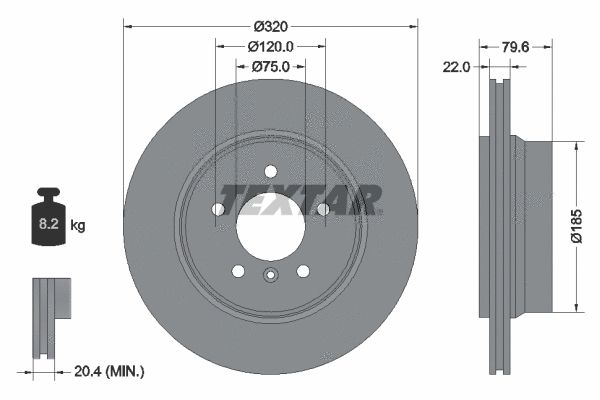 Диск гальмівний BMW X3, TEXTAR (92141603) Диск гальмівний BMW X3, TEXTAR (92141603)