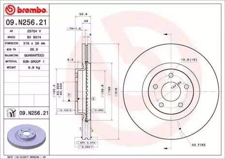Диск тормозной BREMBO (09N25621)