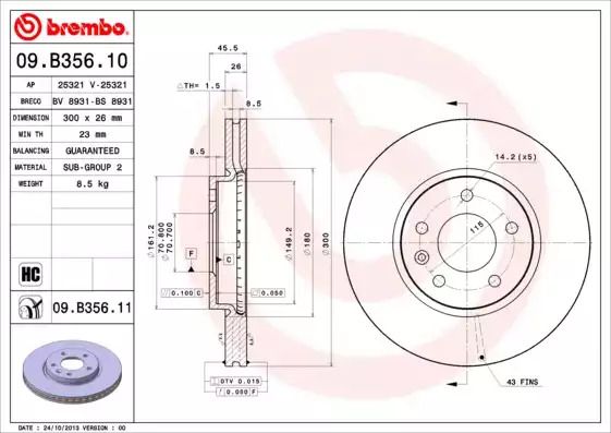 Диск тормозной BREMBO (09B35611) Диск тормозной BREMBO (09B35611)