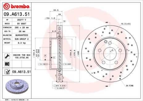 Диск тормозной MERCEDES-BENZ (BBDC), MERCEDES-BENZ C-CLASS, BREMBO (09A61351) Диск тормозной MERCEDES-BENZ (BBDC), MERCEDES-BENZ C-CLASS, BREMBO (09A61351)