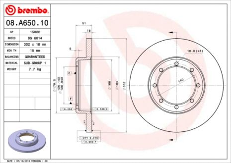 Диск тормозной RENAULT MASTER, NISSAN INTERSTAR, BREMBO (08A65010) Диск тормозной RENAULT MASTER, NISSAN INTERSTAR, BREMBO (08A65010)