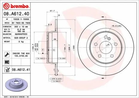 Диск тормозной MERCEDES-BENZ (BBDC), MERCEDES-BENZ E-CLASS, BREMBO (08A61241)