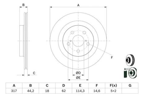 Диск гальмівний LEXUS NX, SUZUKI ACROSS, BOSCH (0986479H19)