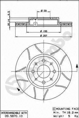 Диск тормозной LANCIA DEDRA, FIAT TEMPRA, BREMBO (09587075)