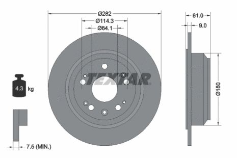 Диск гальмівний HONDA (GAC), TEXTAR (92165803)