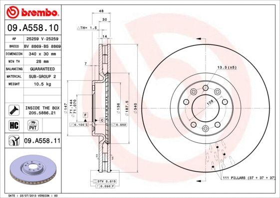 Диск тормозной CITROËN (DF-PSA), PEUGEOT (DF-PSA), BREMBO (09A55811) Диск тормозной CITROËN (DF-PSA), PEUGEOT (DF-PSA), BREMBO (09A55811)