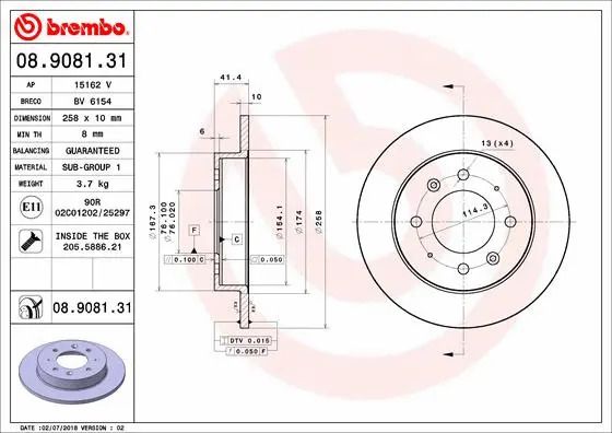 Диск тормозной HORKI (DYK), KIA (DYK), BREMBO (08908131) Диск тормозной HORKI (DYK), KIA (DYK), BREMBO (08908131)