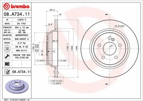 Диск тормозной MERCEDES-BENZ S-CLASS, BREMBO (08A73411)