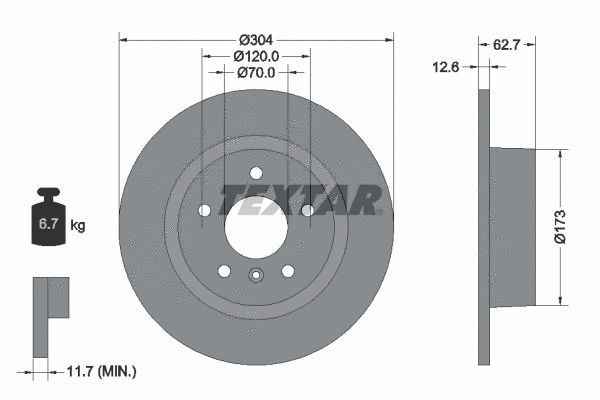 Диск гальмівний LAND ROVER, TEXTAR (92095203) Диск гальмівний LAND ROVER, TEXTAR (92095203)