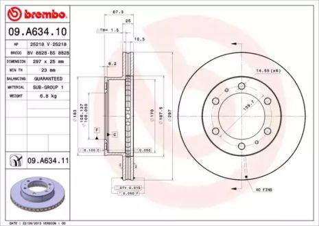 Диск тормозной BREMBO (09A63410)