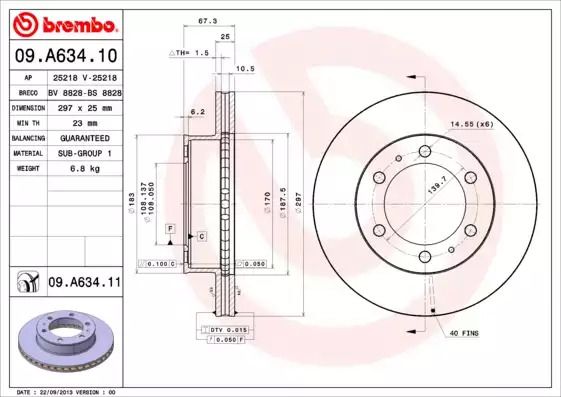 Диск гальмівний BREMBO (09A63410) Диск гальмівний BREMBO (09A63410)