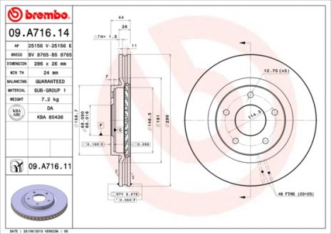 Диск тормозной NISSAN передний BREMBO (09.A716.14) Диск тормозной NISSAN передний BREMBO (09.A716.14)
