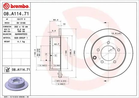 Диск тормозной PROTON INSPIRA, MITSUBISHI LANCER, BREMBO (08A11471) Диск тормозной PROTON INSPIRA, MITSUBISHI LANCER, BREMBO (08A11471)