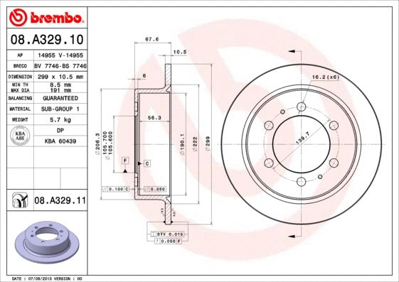 Диск тормозной DAEWOO KORANDO, SSANGYONG REXTON, BREMBO (08A32911) Диск тормозной DAEWOO KORANDO, SSANGYONG REXTON, BREMBO (08A32911)