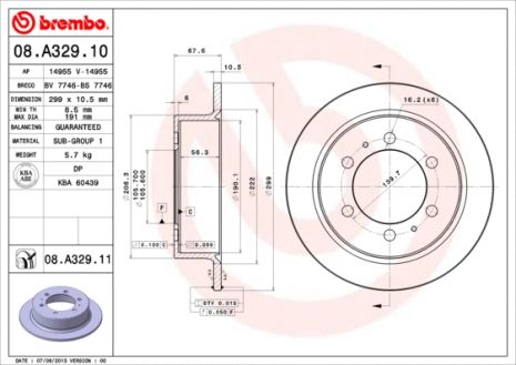 Диск тормозной DAEWOO KORANDO, SSANGYONG REXTON, BREMBO (08A32911) Диск тормозной DAEWOO KORANDO, SSANGYONG REXTON, BREMBO (08A32911)