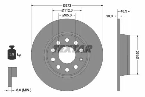 Диск гальмівний AUDI/SEAT/SKODA/VW A3/Leon/Octavia/Caddy RD=272mm 03 Диск гальмівний AUDI/SEAT/SKODA/VW A3/Leon/Octavia/Caddy RD=272mm 03