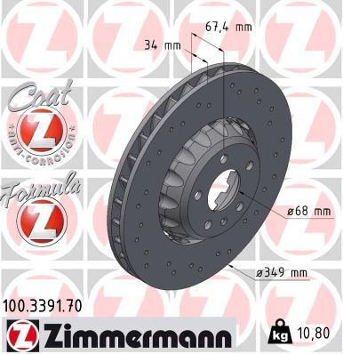 Диск гальмівний AUDI A6, ZIMMERMANN (100339170)