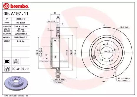 Диск тормозной BREMBO (09A19711)