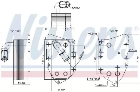 масляный радиатор, двигательное масло 90805 VAUXHALL OPEL