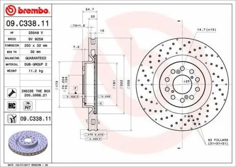 Диск тормозной HONDA CIVIC, BREMBO (09C33811) Диск тормозной HONDA CIVIC, BREMBO (09C33811)