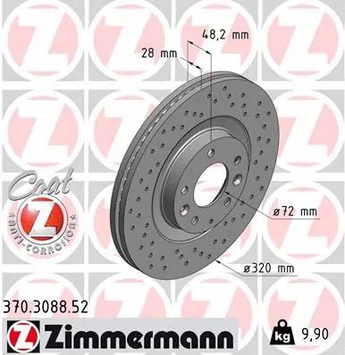 Диск тормозной MAZDA CX-9, ZIMMERMANN (370308852)